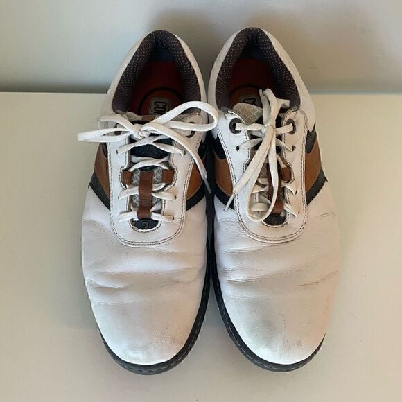 FootJoy Contour Mens Golf Shoes FJ White Brown Leather Size 10.5 Athletic - Picture 2 of 11